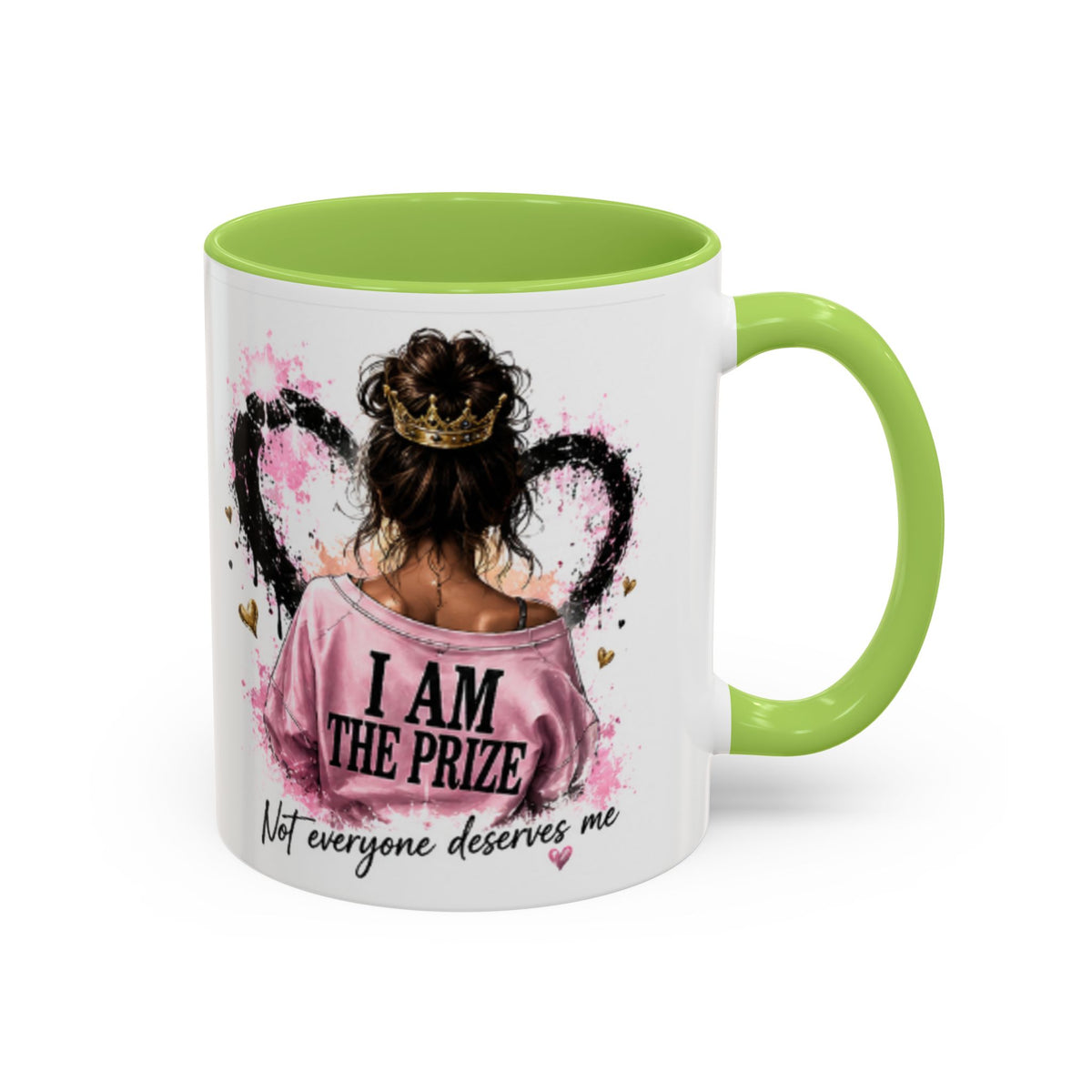 Accent Coffee Mug — "I Am The Prize" Floral Heart Design (11/15oz)