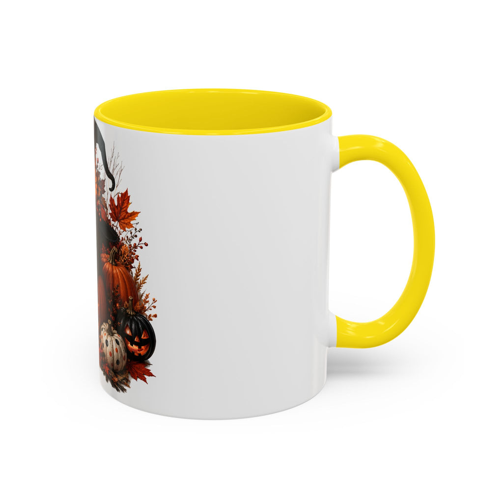 Halloween Black Cat Pumpkin Coffee Mug – Autumn Witch Hat Accent Mug (11/15oz)