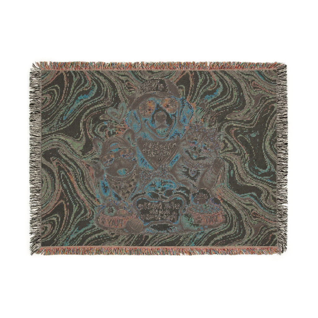 Psychedelic Pet Portrait Woven Blanket — Dog & Cats Floral Tapestry Throw