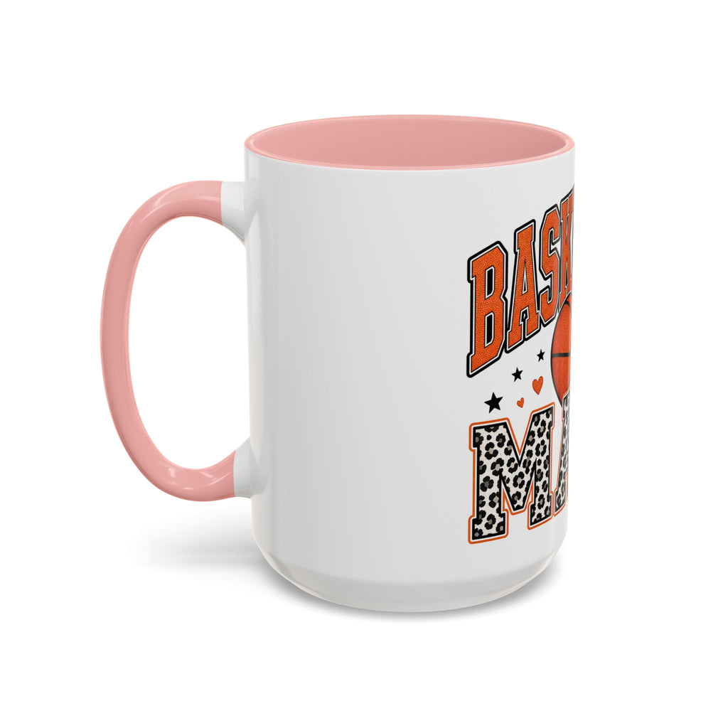 Basketball Mama Accent Coffee Mug – Leopard Print Hoop Mom Gift (11/15oz)