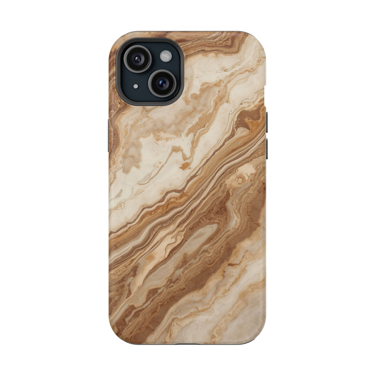 Magnetic Impact-Resistant Phone Case — Brown Marble Protective Cover