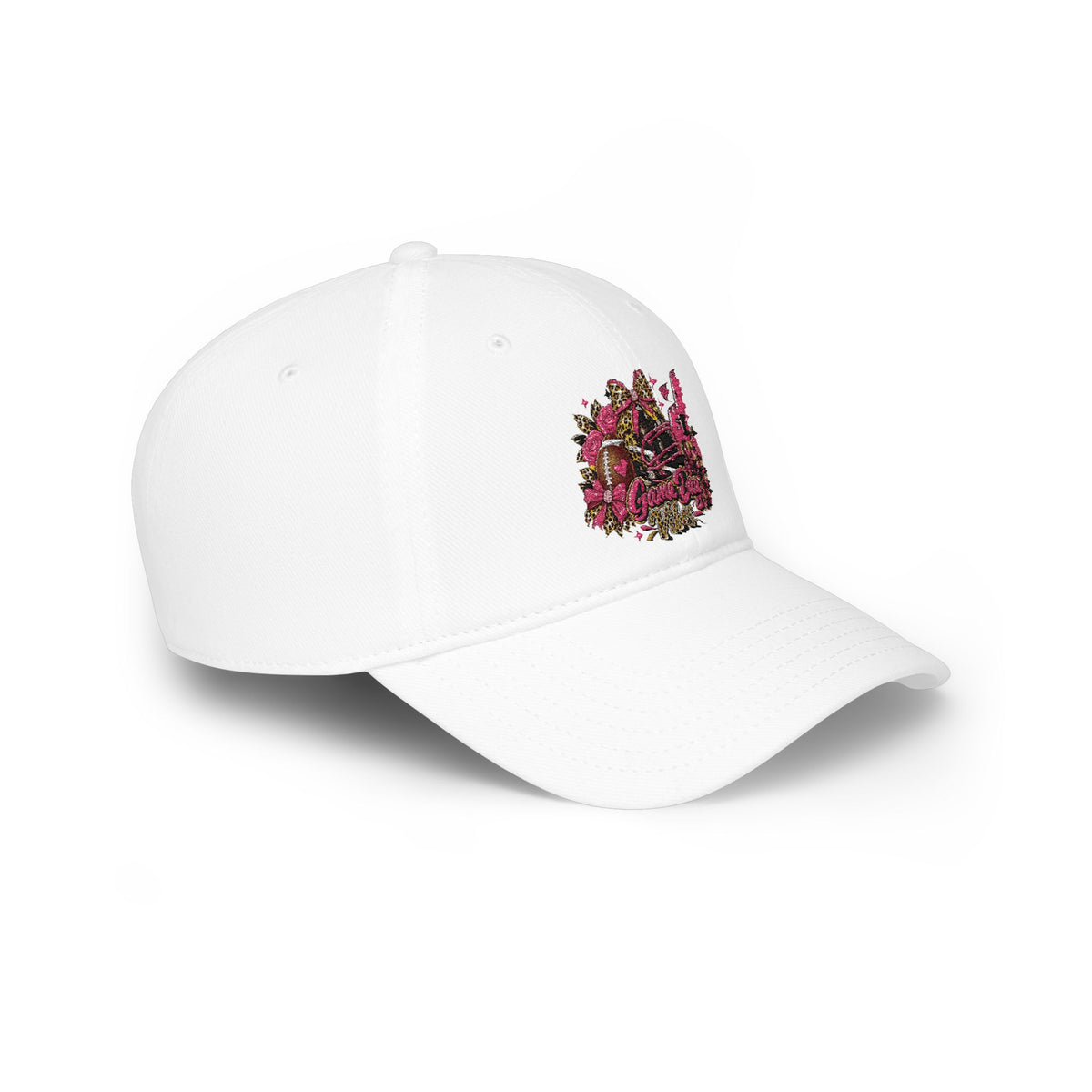 Red Floral Rhinestone Guitar Cap — Low Profile Baseball Hat for Music Lovers