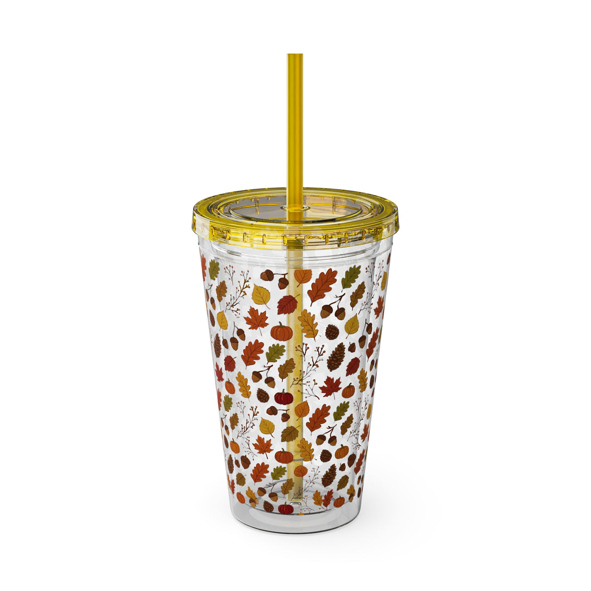 Autumn Leaves 16oz Tumbler with Straw – Fall Floral Insulated Cup