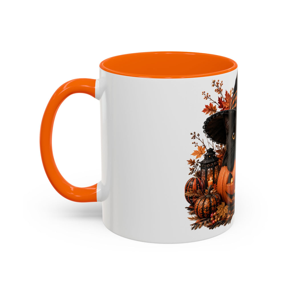 Halloween Black Cat Pumpkin Coffee Mug – Autumn Witch Hat Accent Mug (11/15oz)