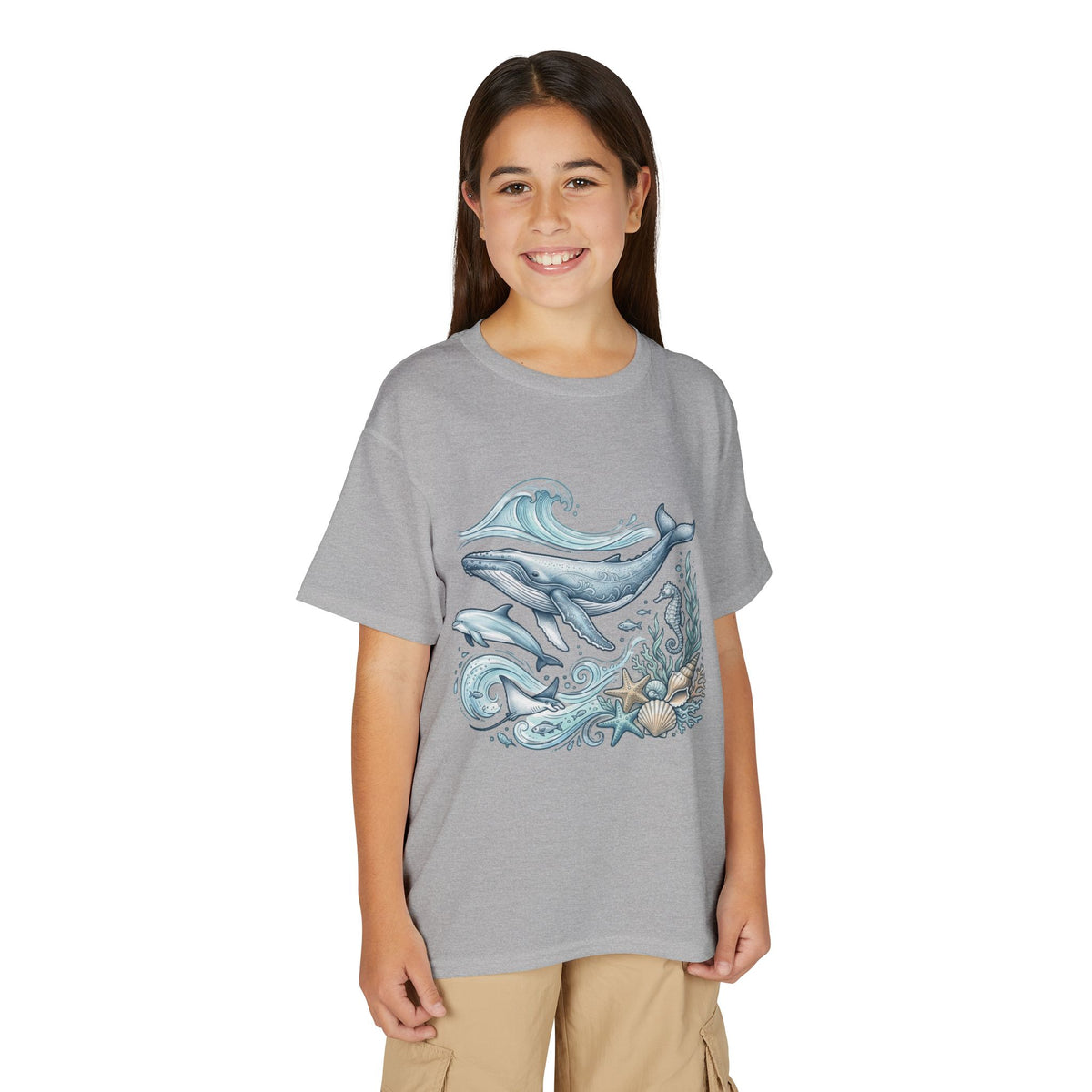 Kids' Ocean Whale Tees – Watercolor Whale & Sea Life Youth T‑Shirt