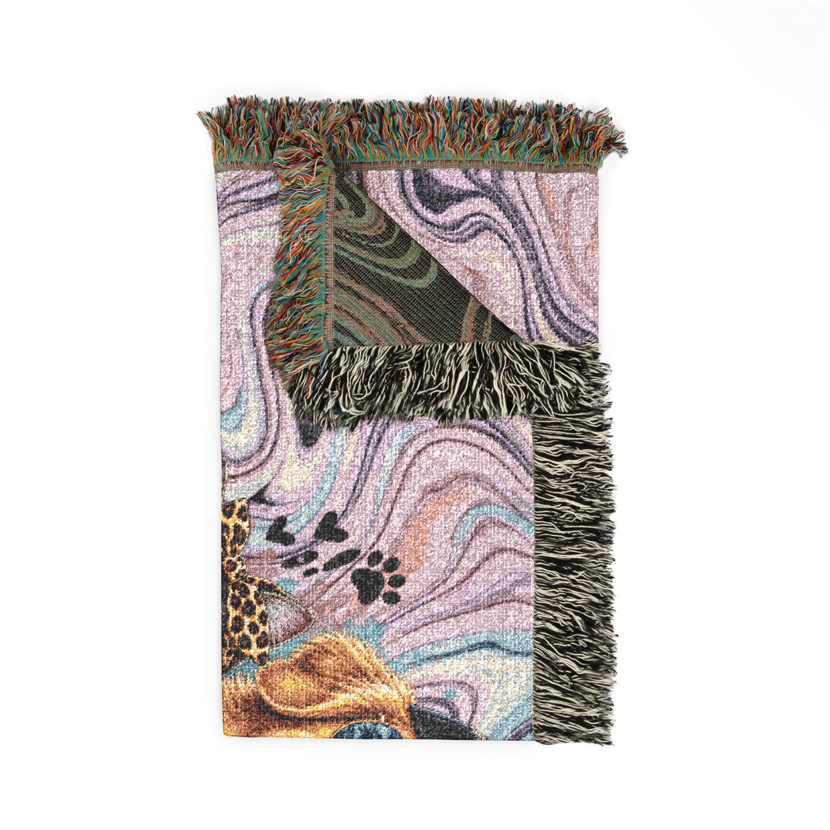 Psychedelic Pet Portrait Woven Blanket — Dog & Cats Floral Tapestry Throw