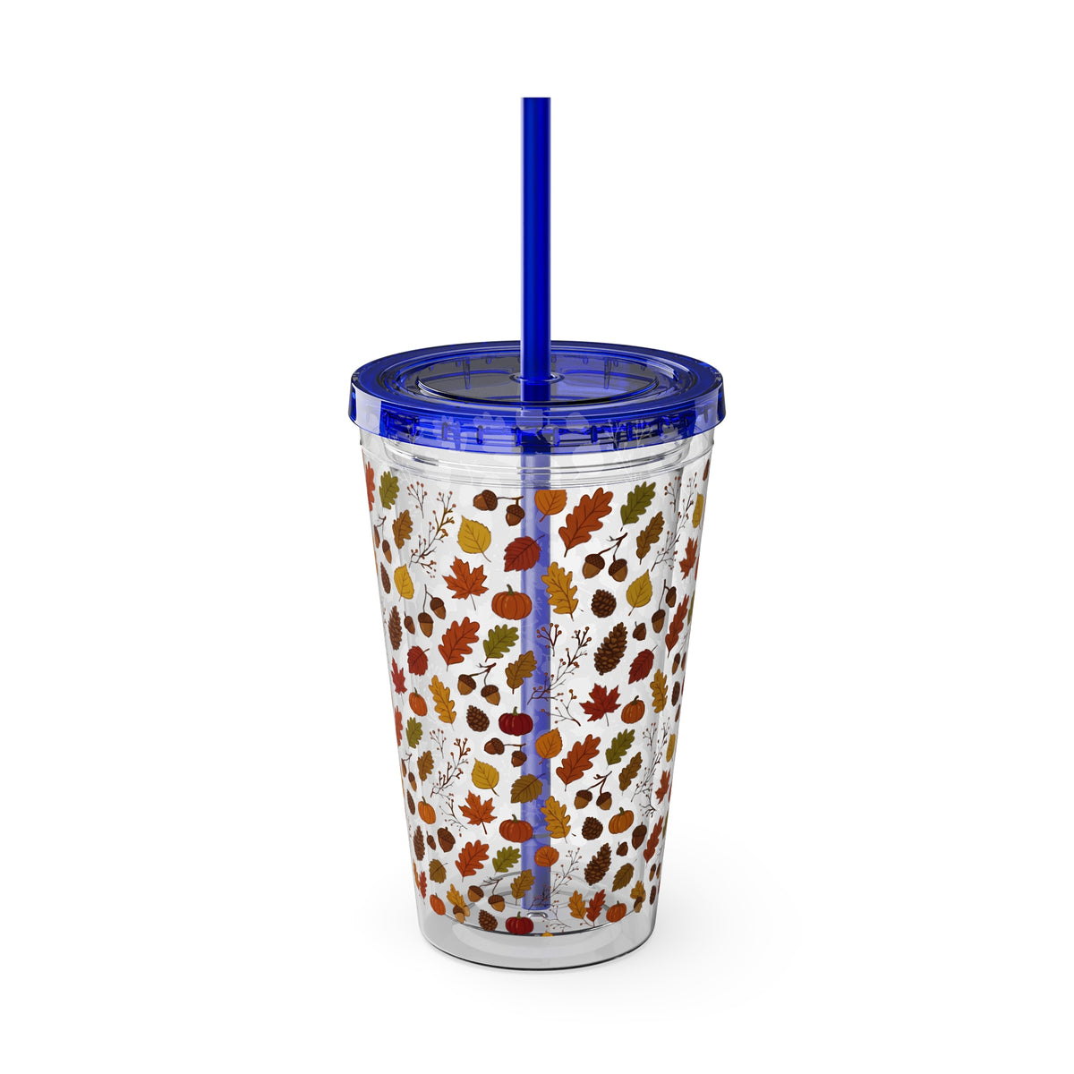 Autumn Leaves 16oz Tumbler with Straw – Fall Floral Insulated Cup