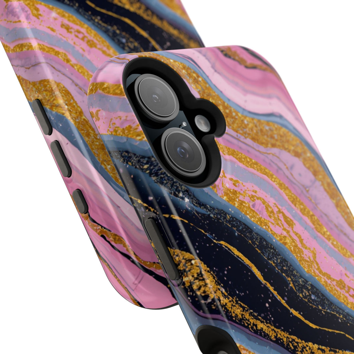 Marbled Pink & Gold Magnetic Phone Case — Impact-Resistant Protective Cover