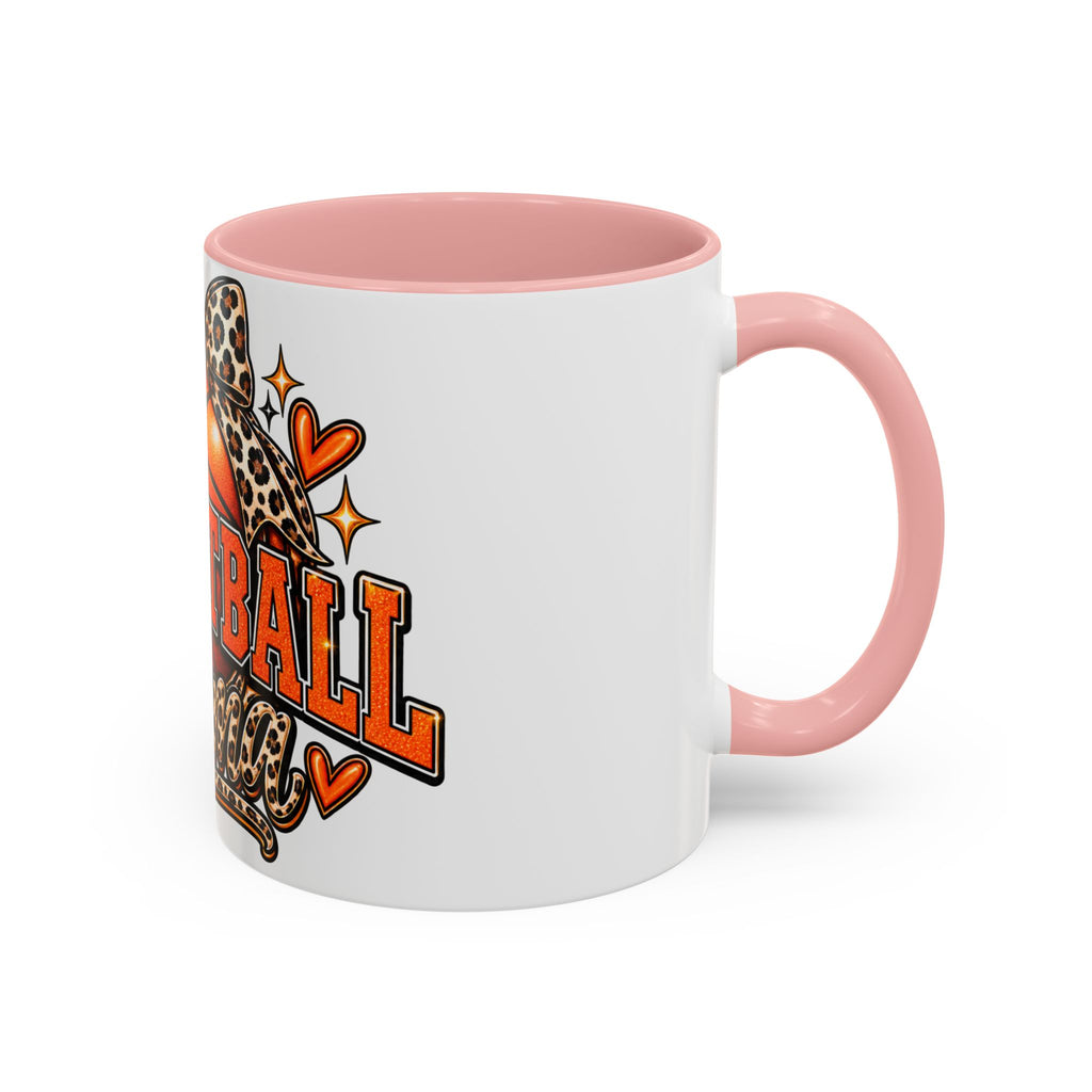 Basketball Mama Accent Coffee Mug – Leopard Bow Basketball Mom Gift (11/15oz)
