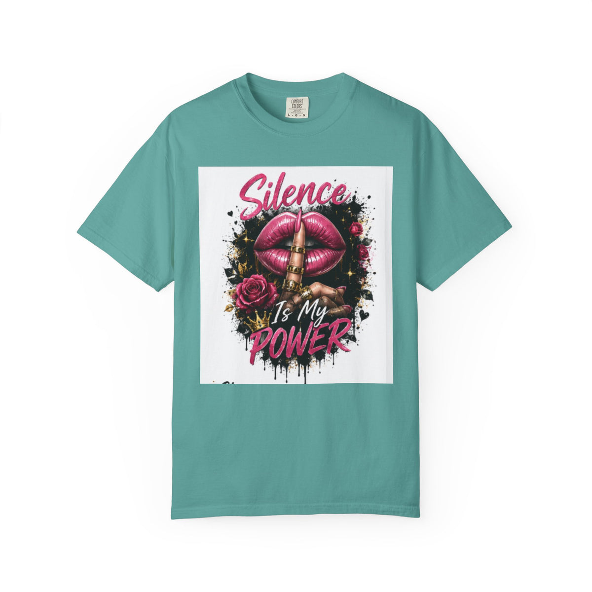 Silence Is My Power T-Shirt — Graphic Lip & Rose Statement Tee