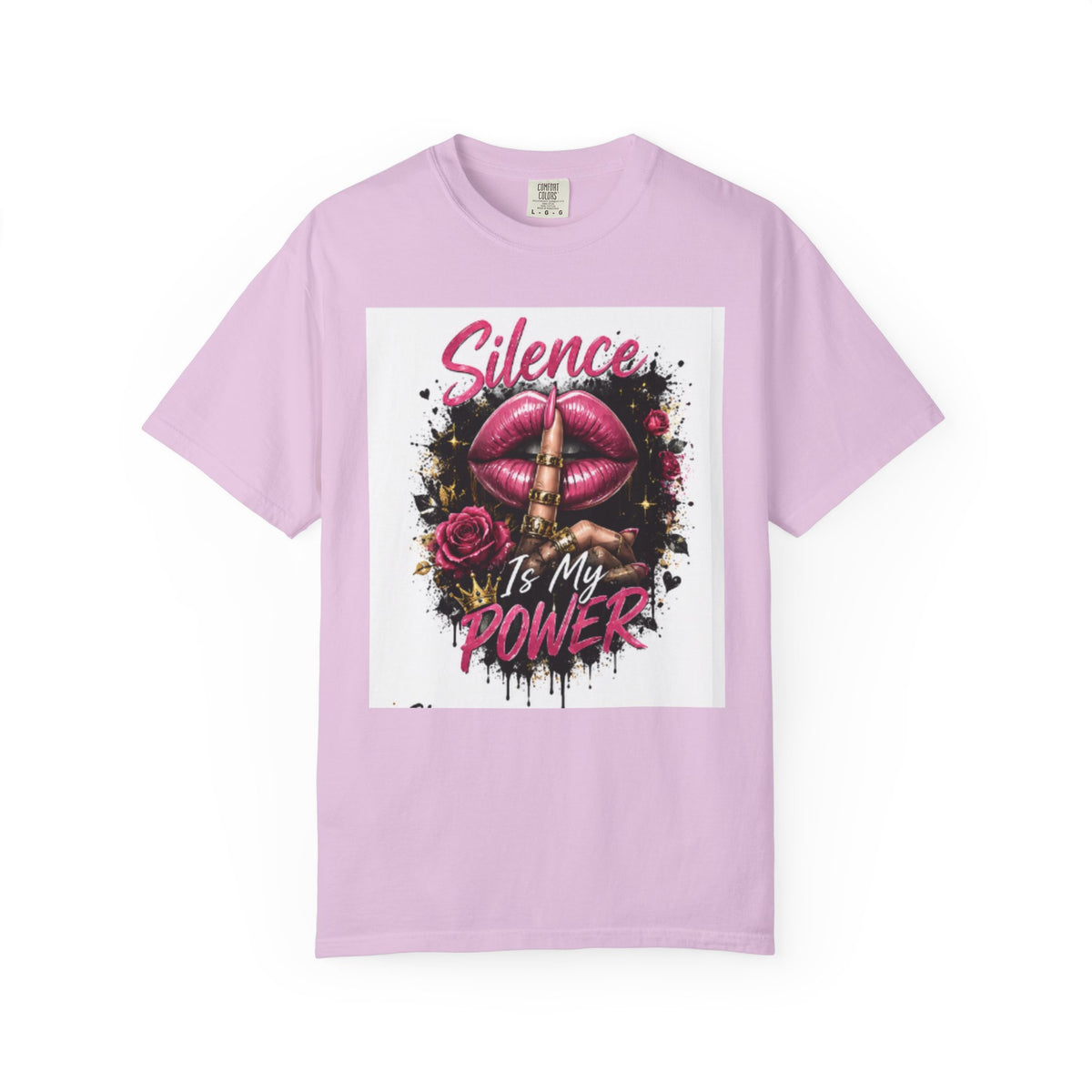 Silence Is My Power T-Shirt — Graphic Lip & Rose Statement Tee