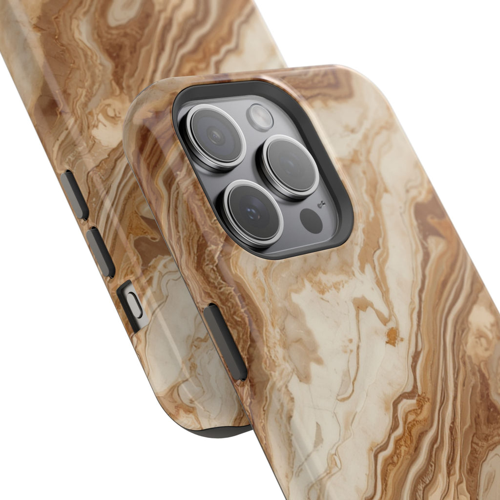 Magnetic Impact-Resistant Phone Case — Brown Marble Protective Cover