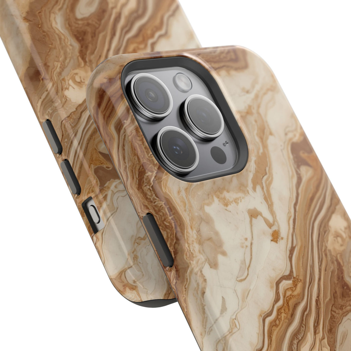 Magnetic Impact-Resistant Phone Case — Brown Marble Protective Cover