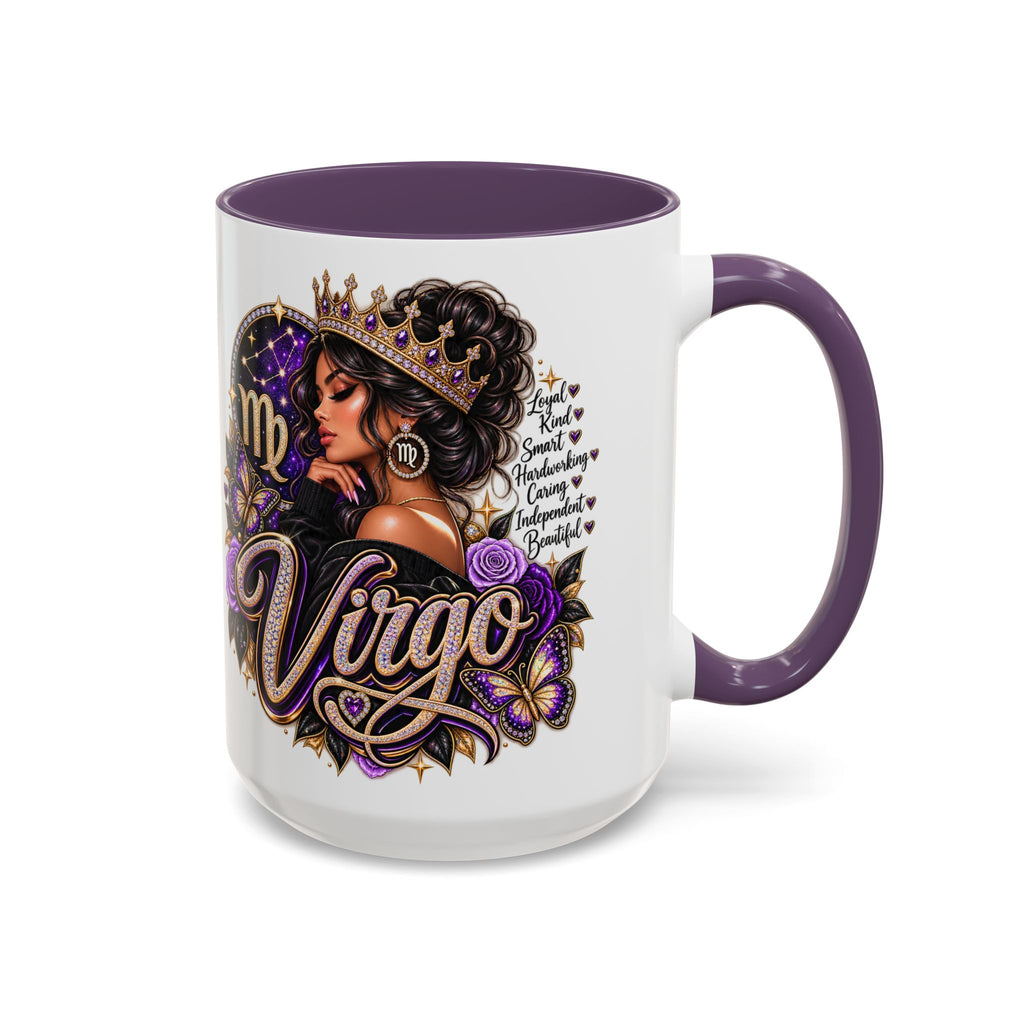Virgo Zodiac Accent Coffee Mug — Purple Crowned Virgo Astrology Gift (11/15oz)