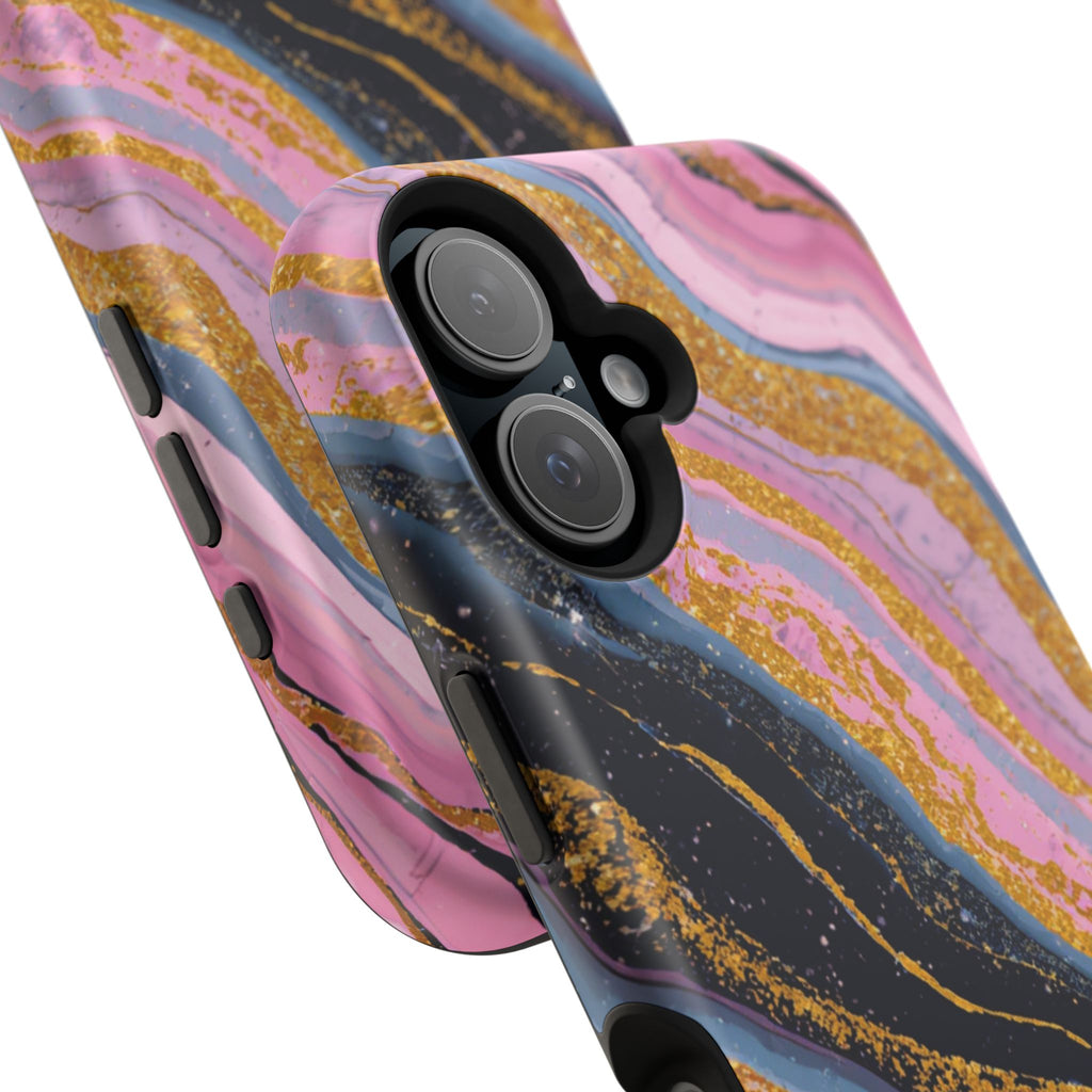 Marbled Pink & Gold Magnetic Phone Case — Impact-Resistant Protective Cover