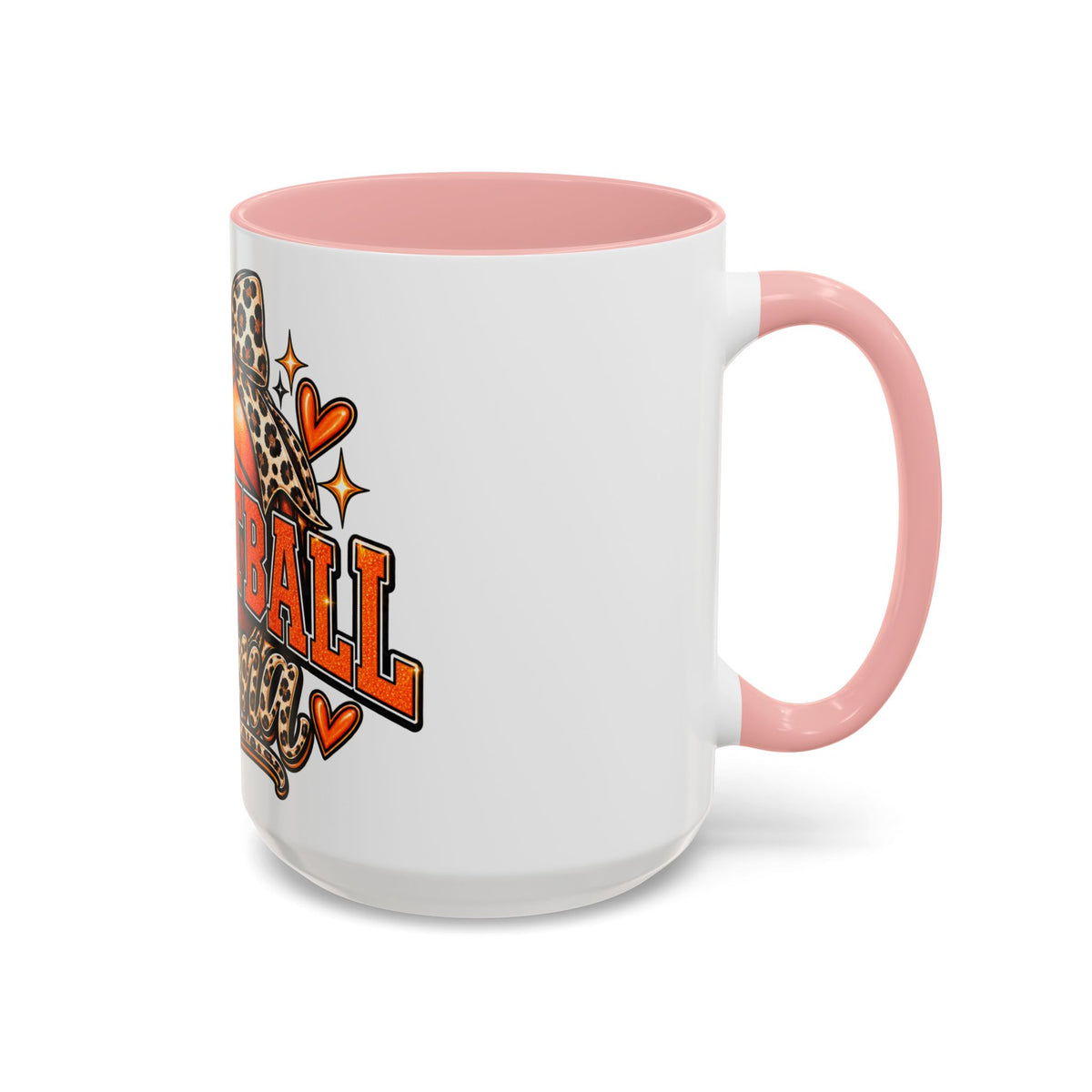 Basketball Mama Accent Coffee Mug – Leopard Bow Basketball Mom Gift (11/15oz)