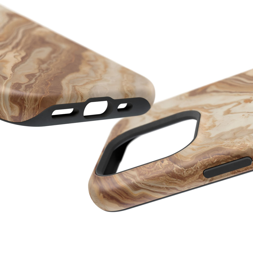 Magnetic Impact-Resistant Phone Case — Brown Marble Protective Cover
