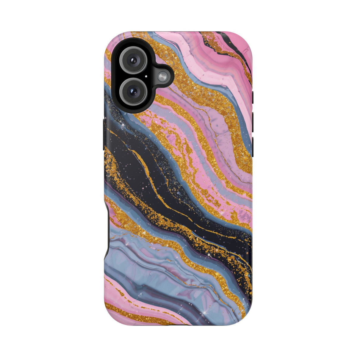 Marbled Pink & Gold Magnetic Phone Case — Impact-Resistant Protective Cover