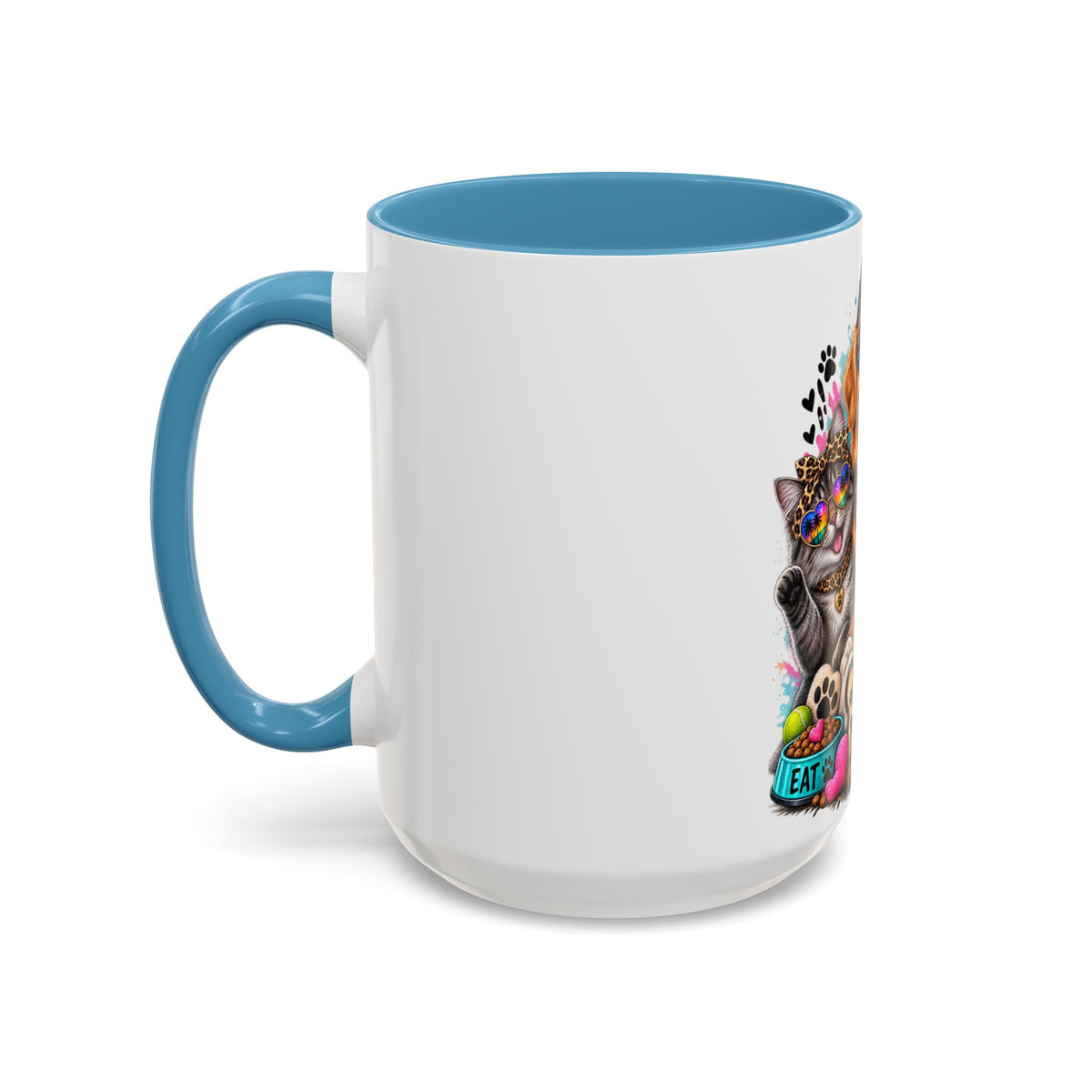 Coffee Mug — "Life is Better with Pets" Colorful Dog & Cat Paw-some Design (11/15 oz)