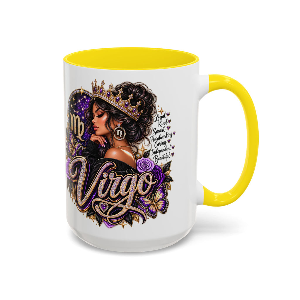 Virgo Zodiac Accent Coffee Mug — Purple Crowned Virgo Astrology Gift (11/15oz)