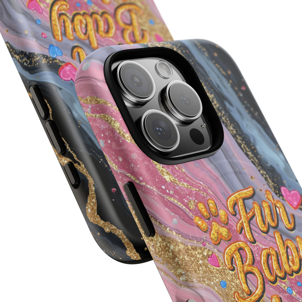 Phone Case — “Fur Baby Mama” Pink Marble Tough Magnetic Case