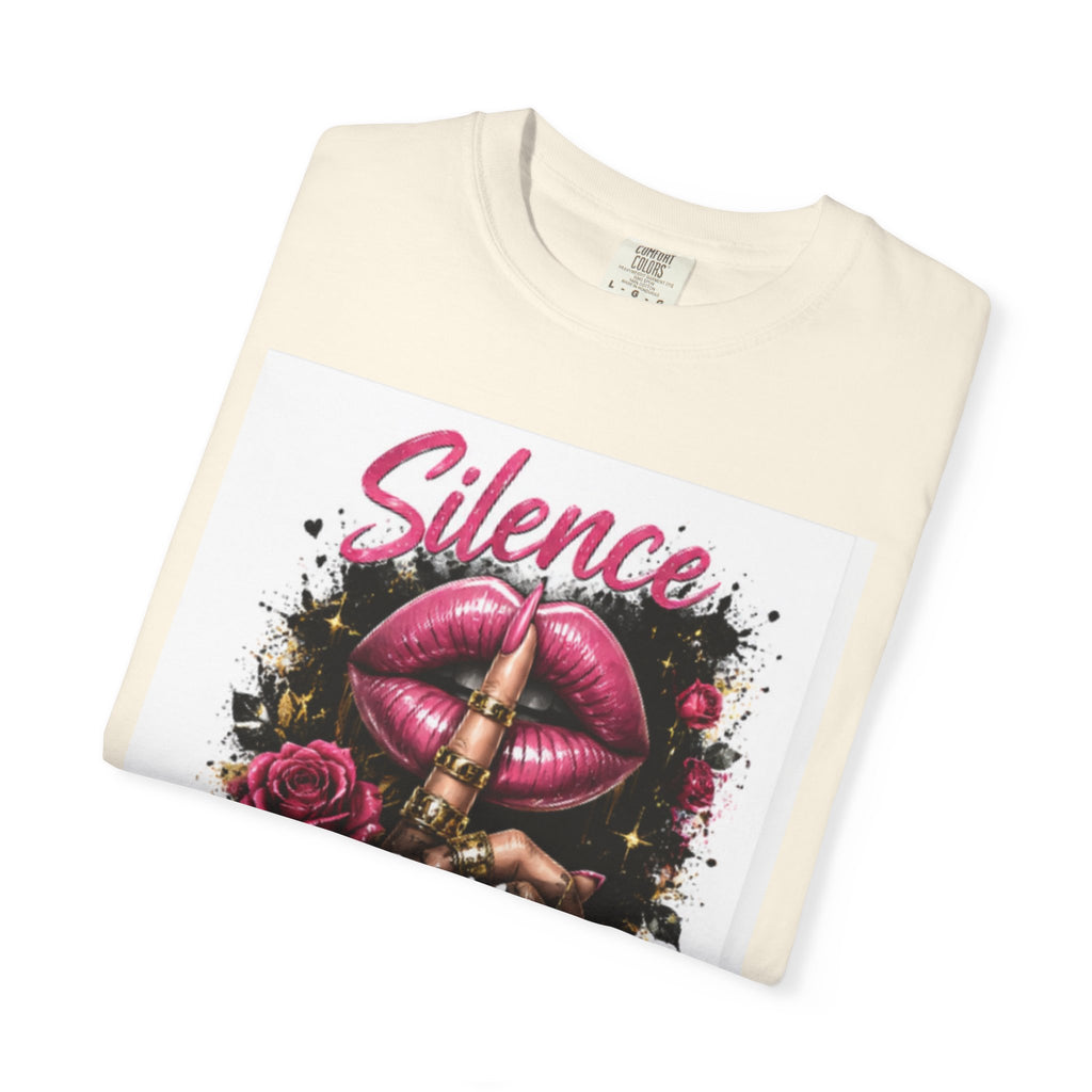 Silence Is My Power T-Shirt — Graphic Lip & Rose Statement Tee