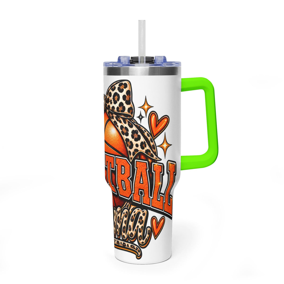 Basketball Mom Leopard Bow 40oz Vacuum Tumbler