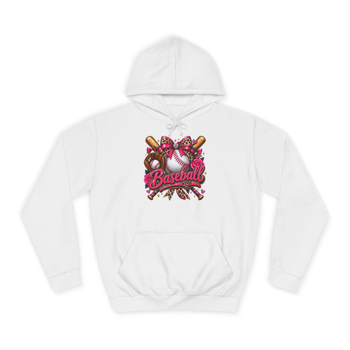 Baseball Heart Graphic Hoodie – Pink Softball/Baseball Team Pullover