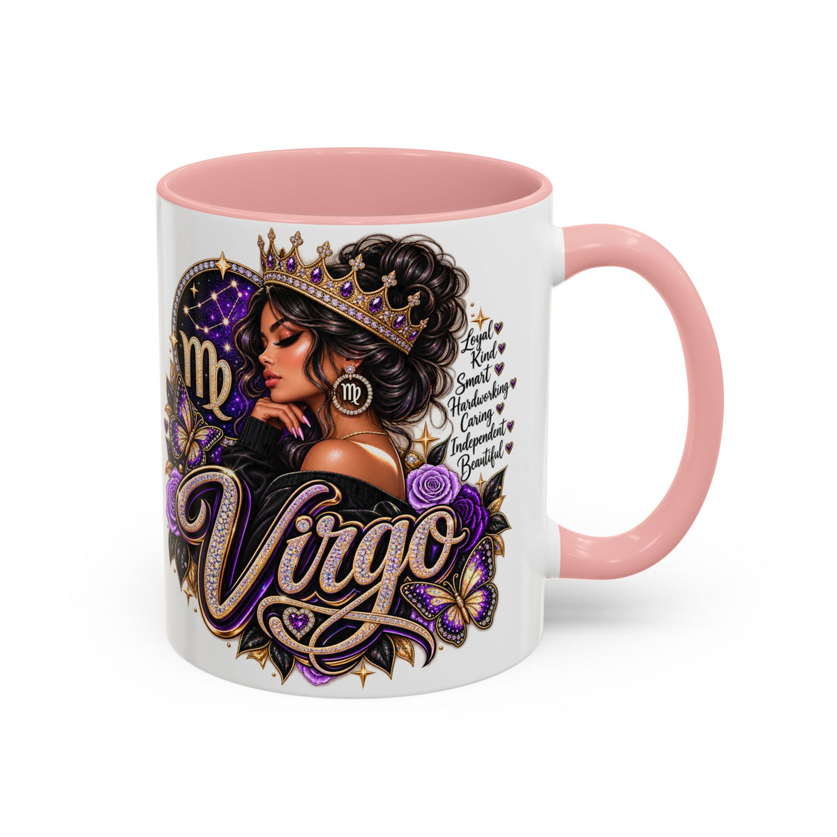 Virgo Zodiac Accent Coffee Mug — Purple Crowned Virgo Astrology Gift (11/15oz)