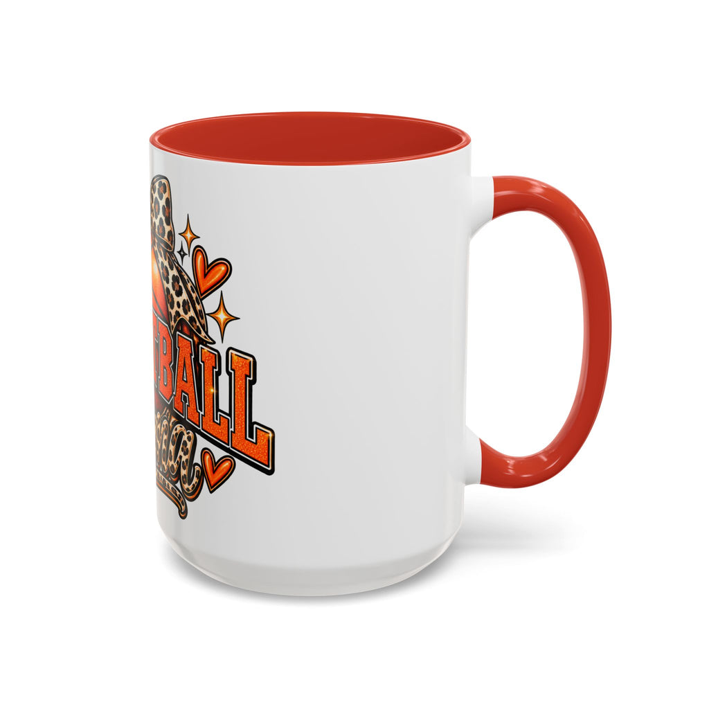 Basketball Mama Accent Coffee Mug – Leopard Bow Basketball Mom Gift (11/15oz)
