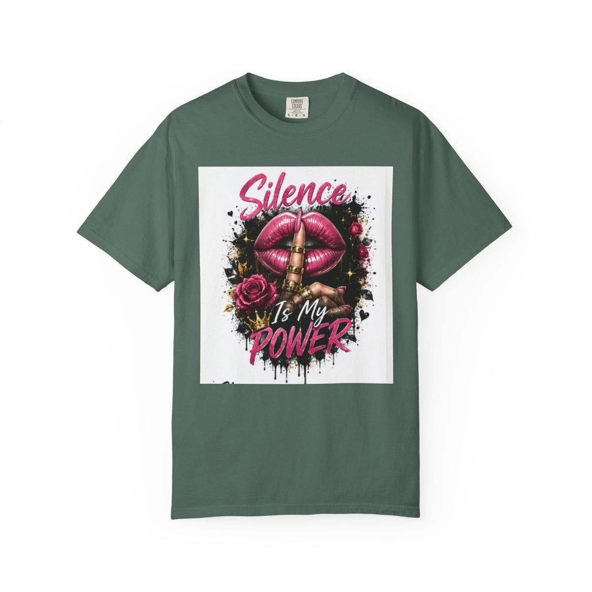 Silence Is My Power T-Shirt — Graphic Lip & Rose Statement Tee
