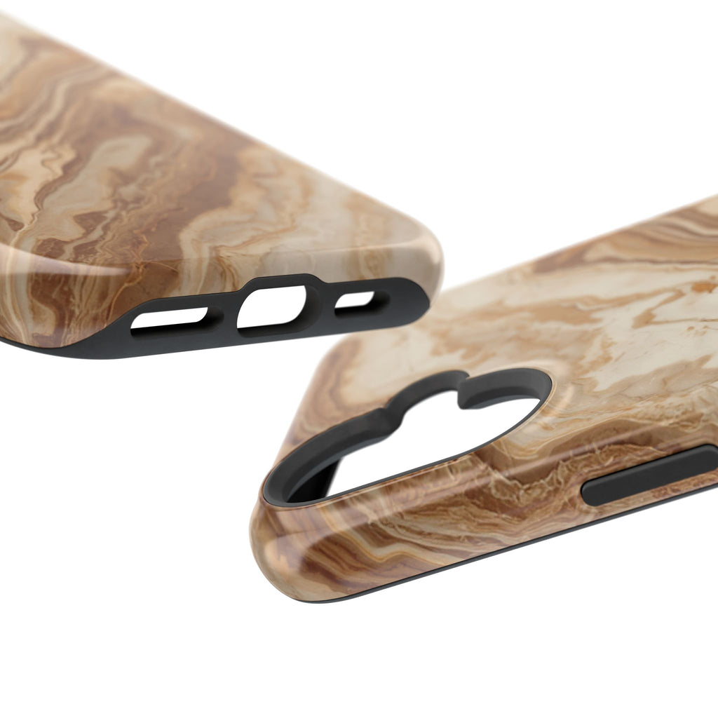 Magnetic Impact-Resistant Phone Case — Brown Marble Protective Cover