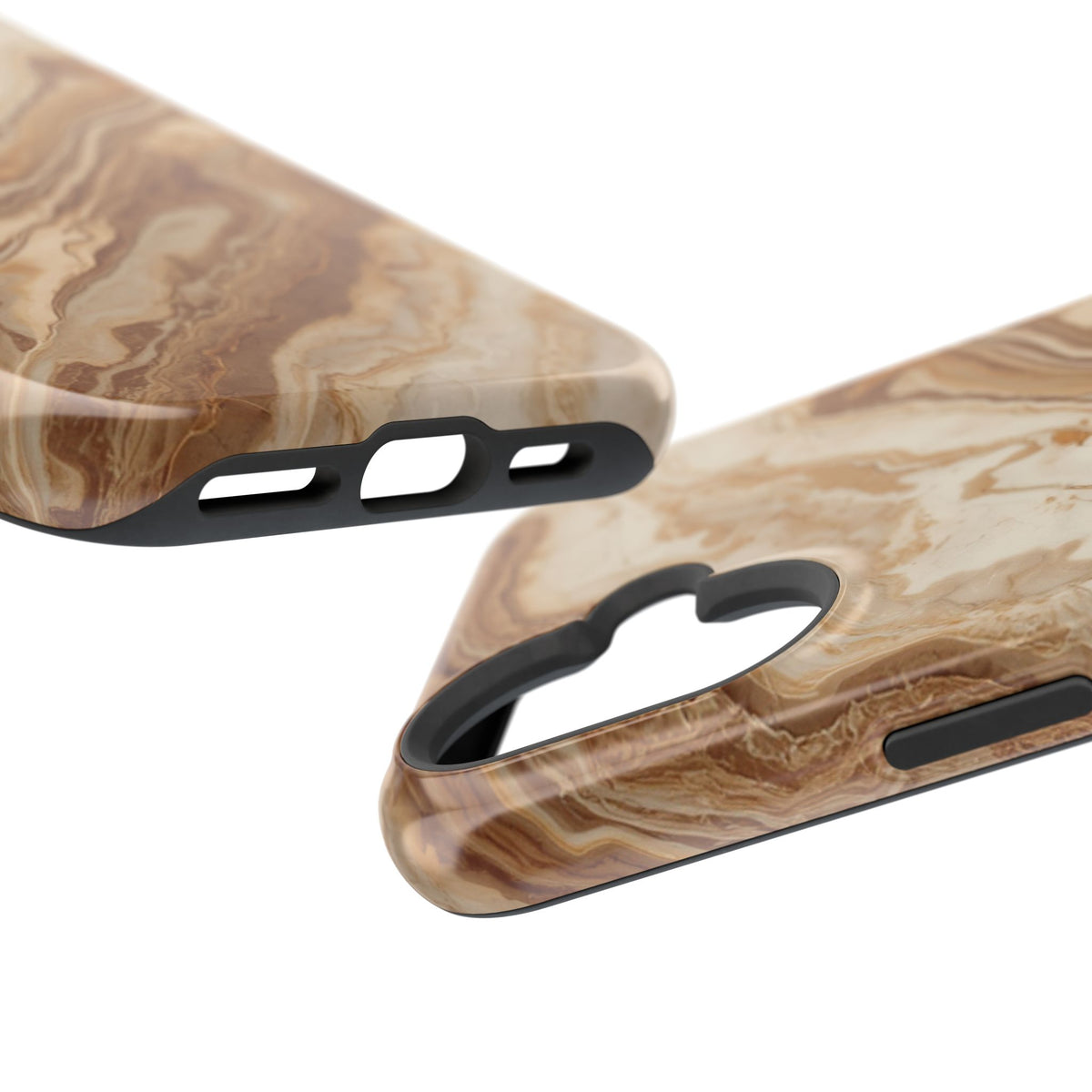 Magnetic Impact-Resistant Phone Case — Brown Marble Protective Cover