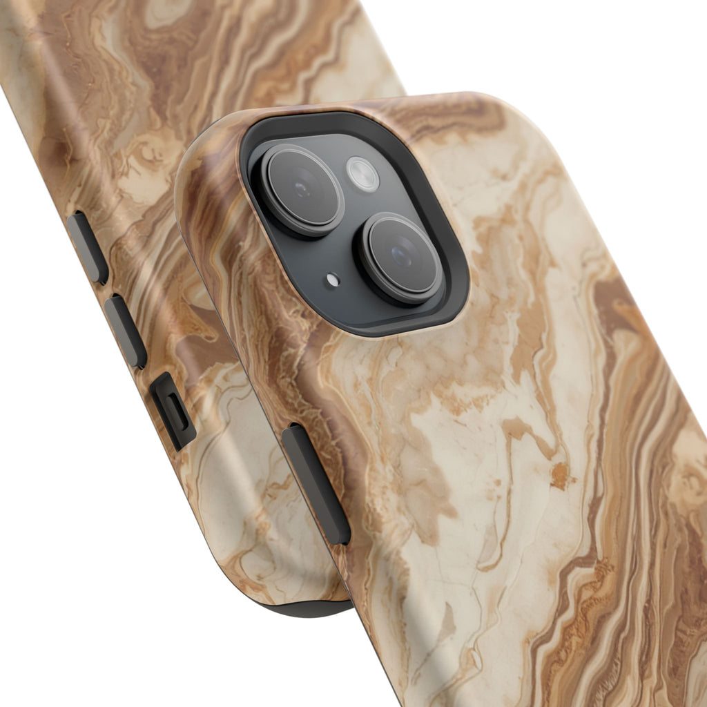 Magnetic Impact-Resistant Phone Case — Brown Marble Protective Cover