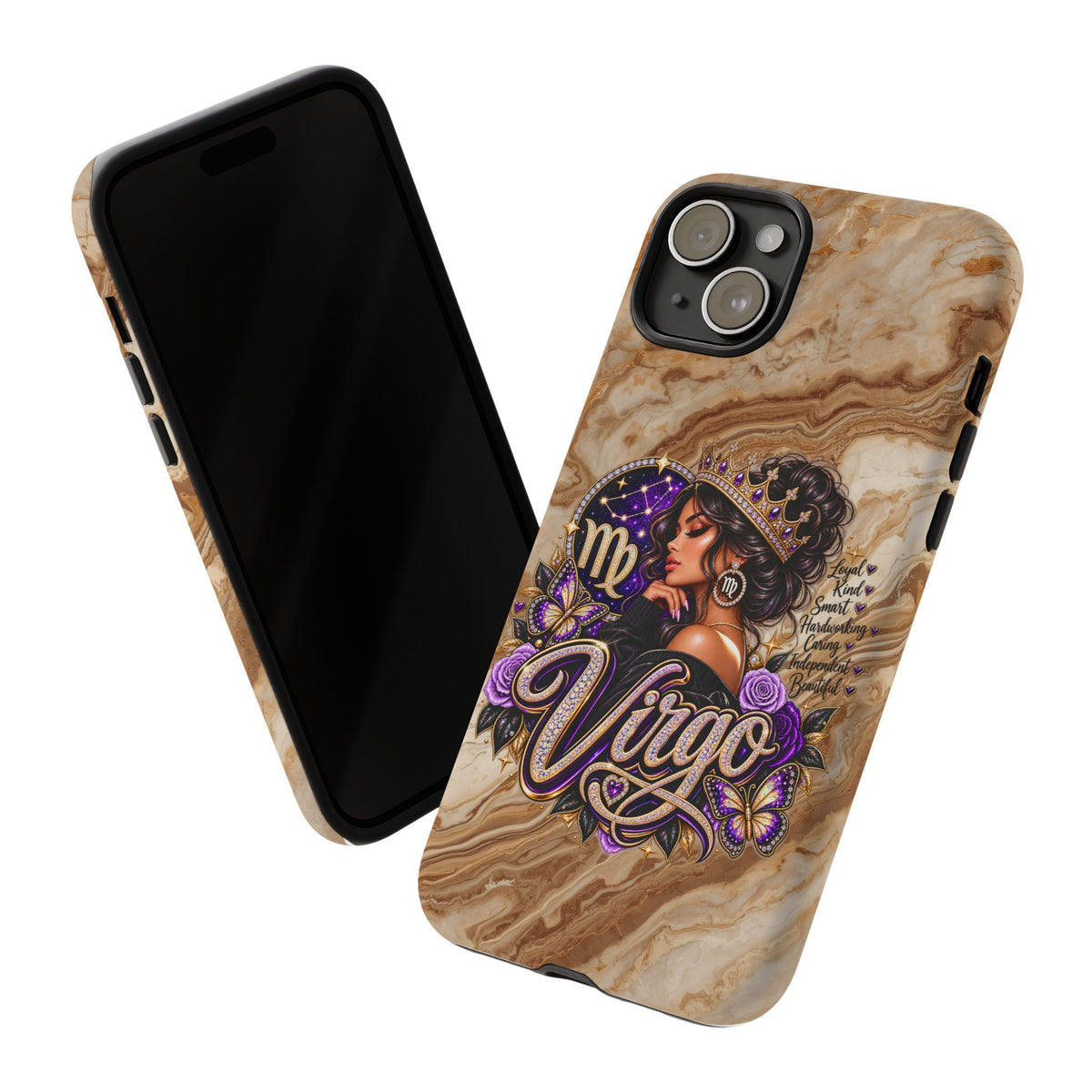 Virgo Zodiac Phone Case — Elegant Marble Astrological Design