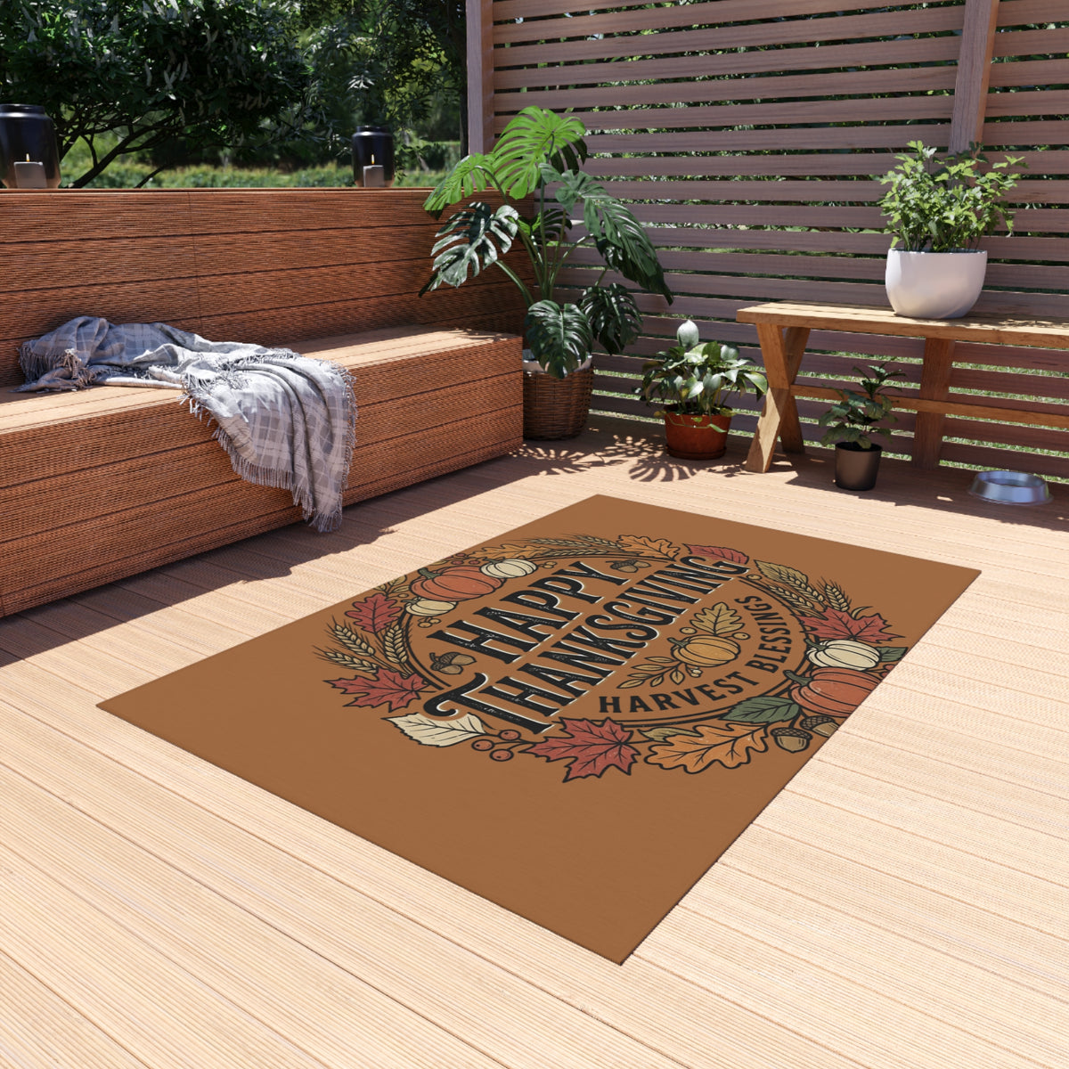 Happy Thanksgiving Outdoor Rug — Harvest Blessings Fall Doormat