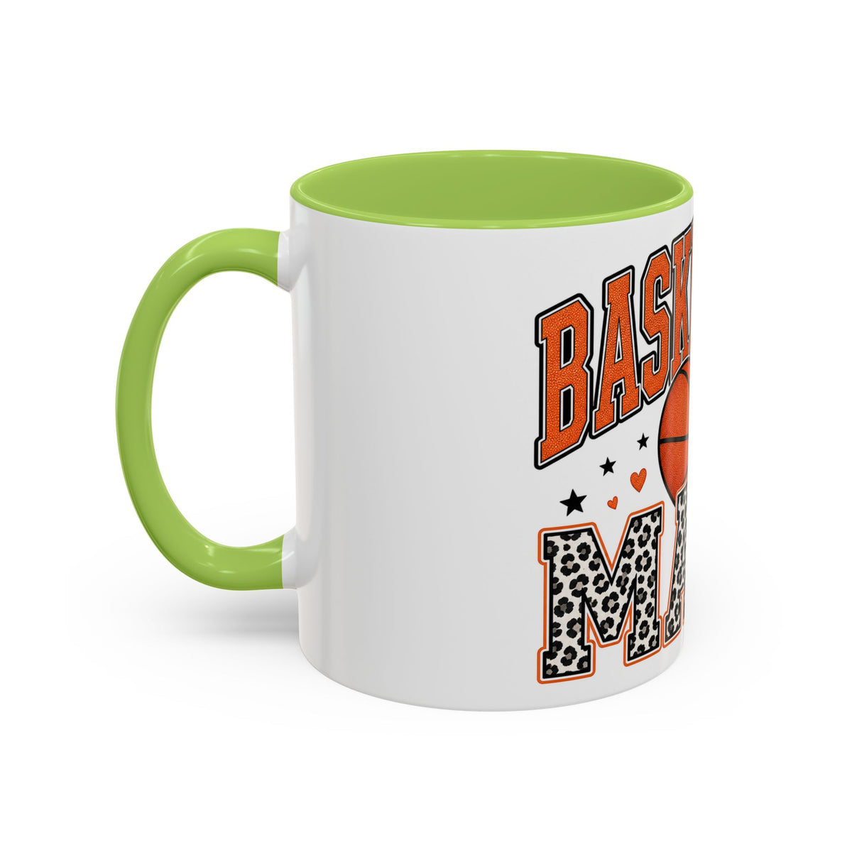Basketball Mama Accent Coffee Mug – Leopard Print Hoop Mom Gift (11/15oz)