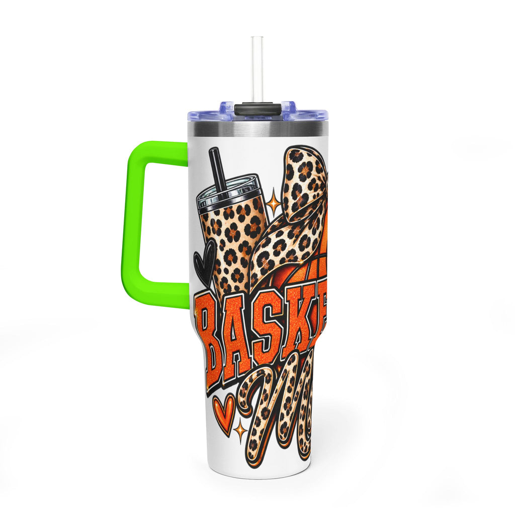 Basketball Mom Leopard Bow 40oz Vacuum Tumbler