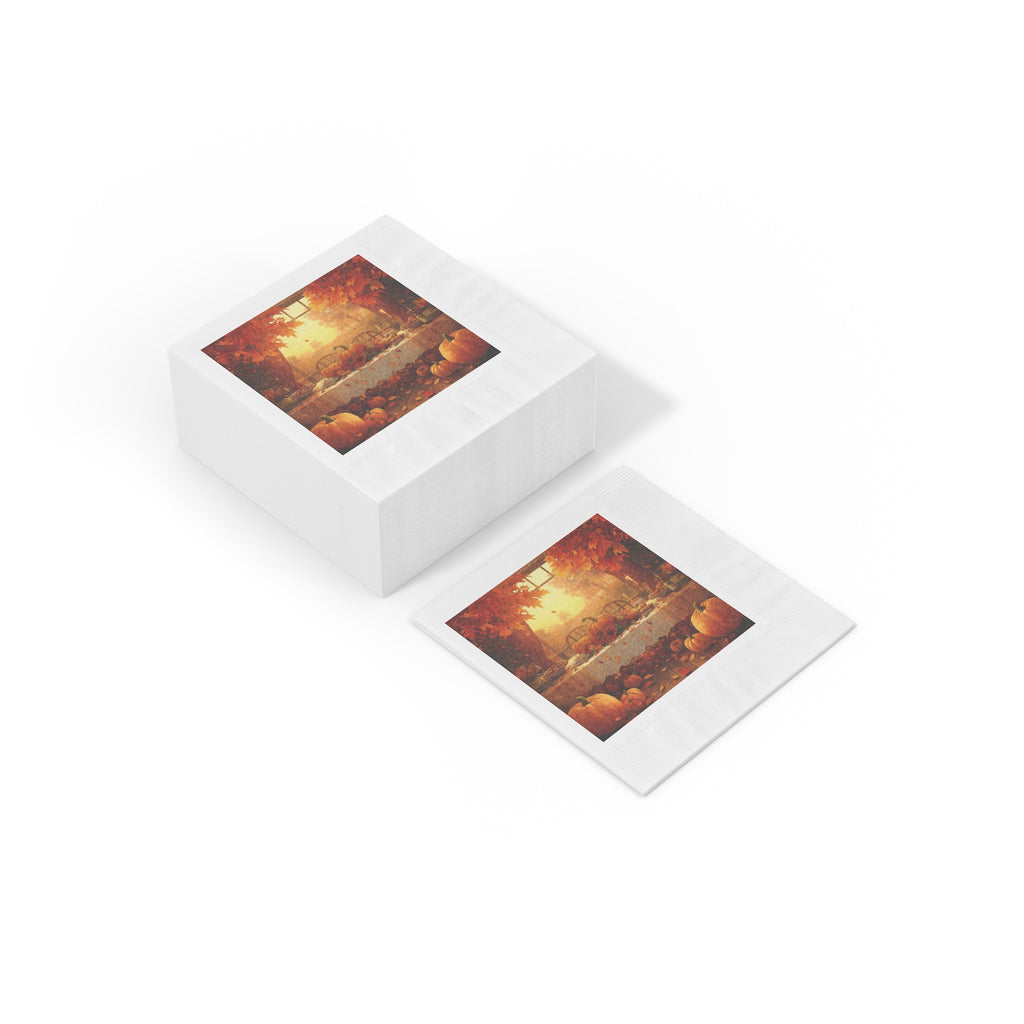 Autumn Harvest Cocktail Napkins — Pumpkin & Fall Table Scene