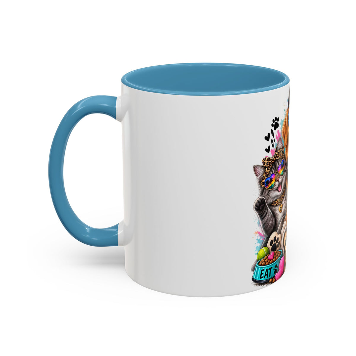 Coffee Mug — "Life is Better with Pets" Colorful Dog & Cat Paw-some Design (11/15 oz)