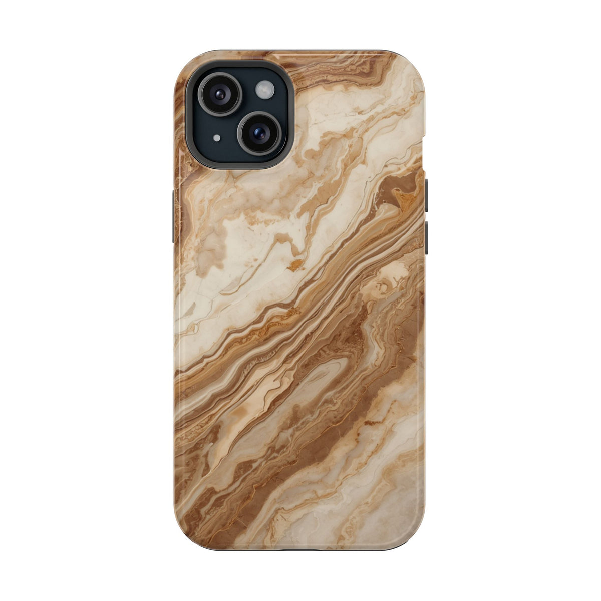Magnetic Impact-Resistant Phone Case — Brown Marble Protective Cover