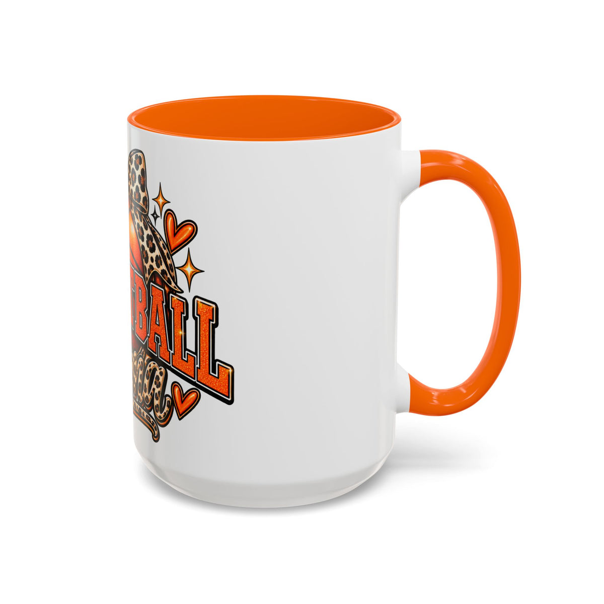 Basketball Mama Accent Coffee Mug – Leopard Bow Basketball Mom Gift (11/15oz)