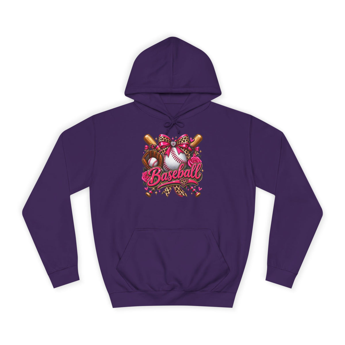 Baseball Heart Graphic Hoodie – Pink Softball/Baseball Team Pullover