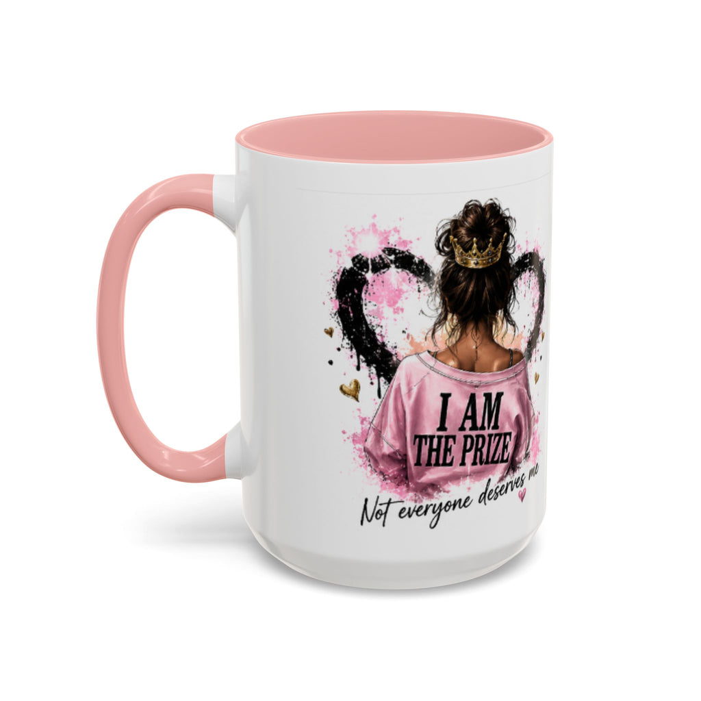 Accent Coffee Mug — "I Am The Prize" Floral Heart Design (11/15oz)