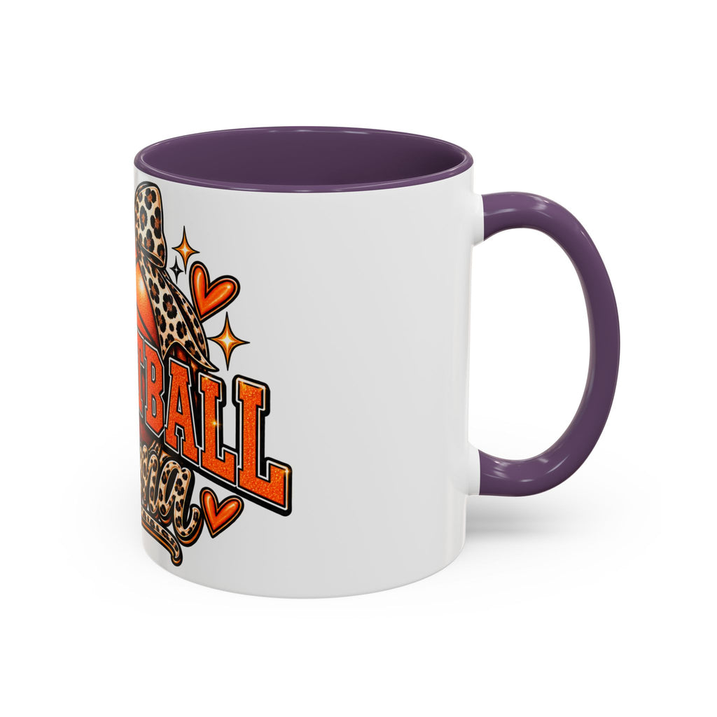 Basketball Mama Accent Coffee Mug – Leopard Bow Basketball Mom Gift (11/15oz)