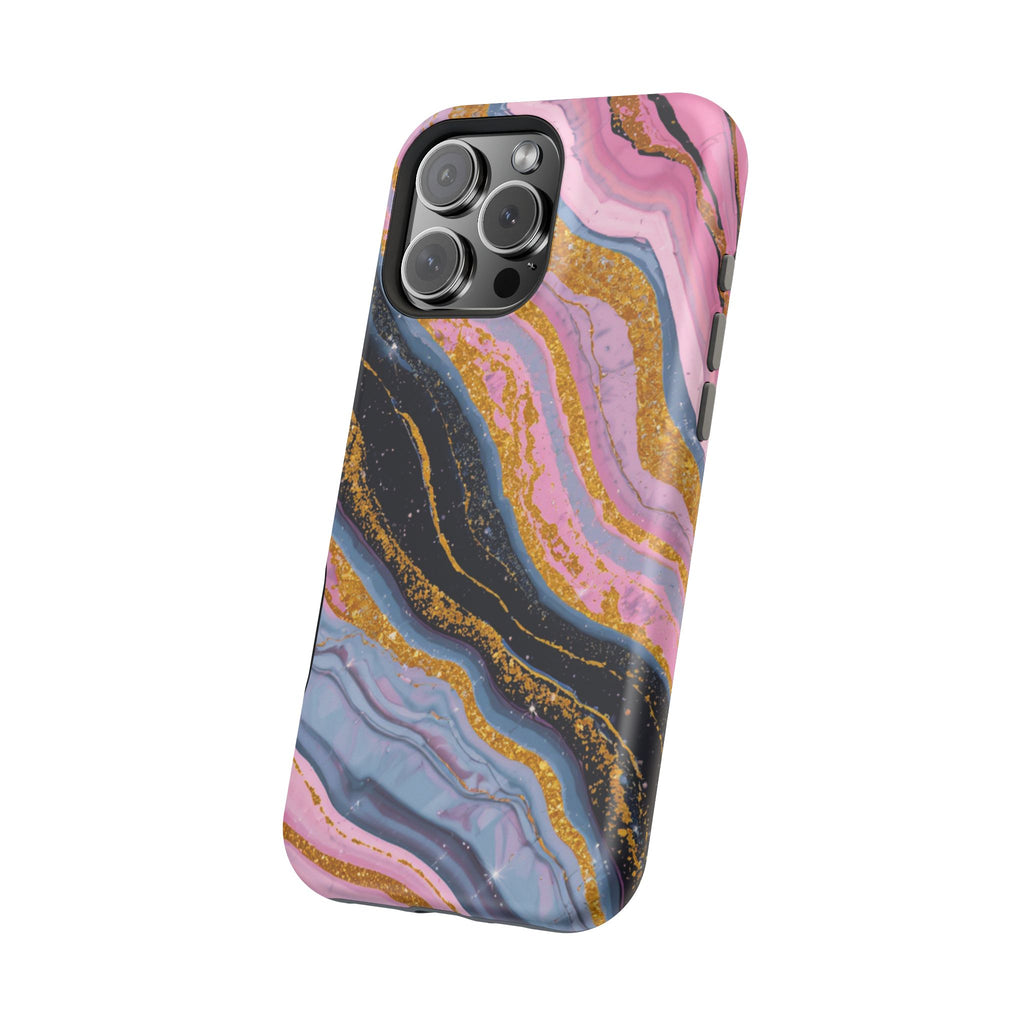 Marbled Pink & Gold Magnetic Phone Case — Impact-Resistant Protective Cover