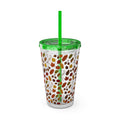 Autumn Leaves 16oz Tumbler with Straw – Fall Floral Insulated Cup