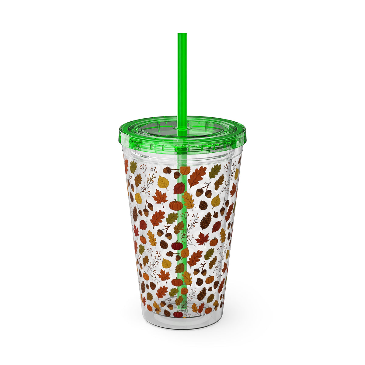 Autumn Leaves 16oz Tumbler with Straw – Fall Floral Insulated Cup