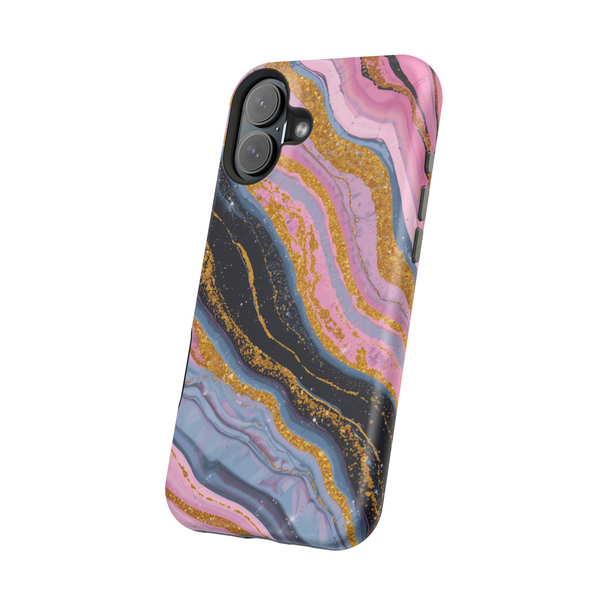 Marbled Pink & Gold Magnetic Phone Case — Impact-Resistant Protective Cover