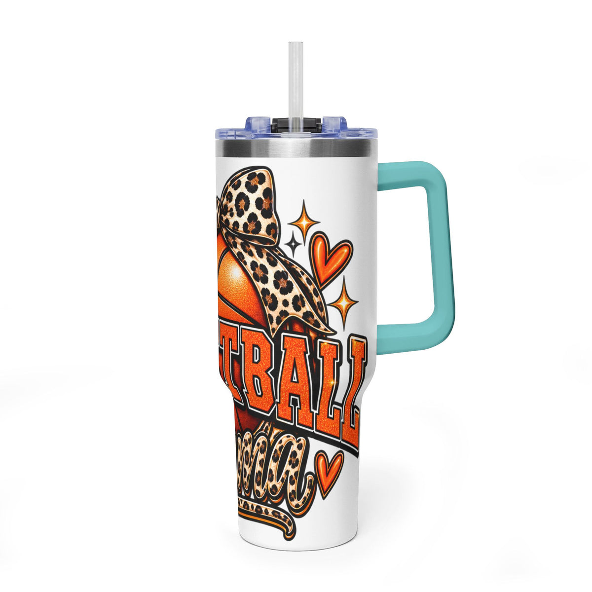 Basketball Mom Leopard Bow 40oz Vacuum Tumbler